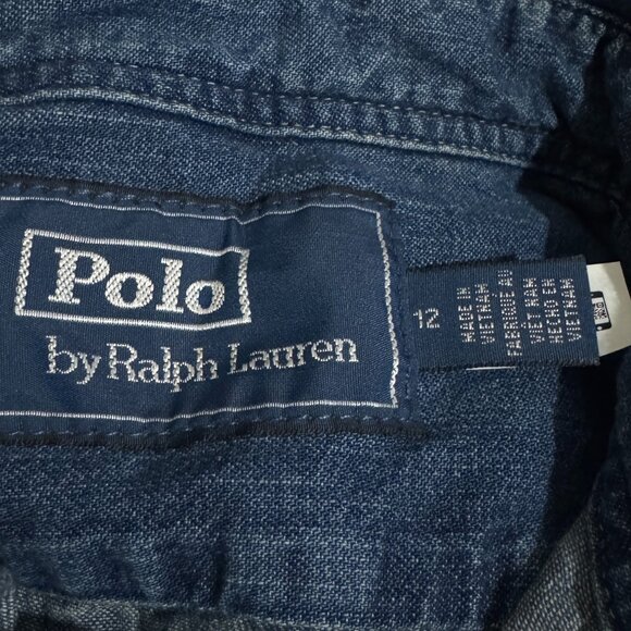 Polo Ralph Lauren Slim-Fit Denim Shirt Womens Size 12 Merced Wash - Picture 7 of 9